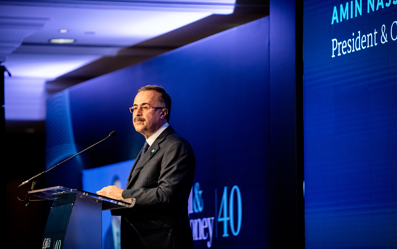 President & CEO of Aramco, Amin Nasser, addressing the audience at Oil & Money 2019