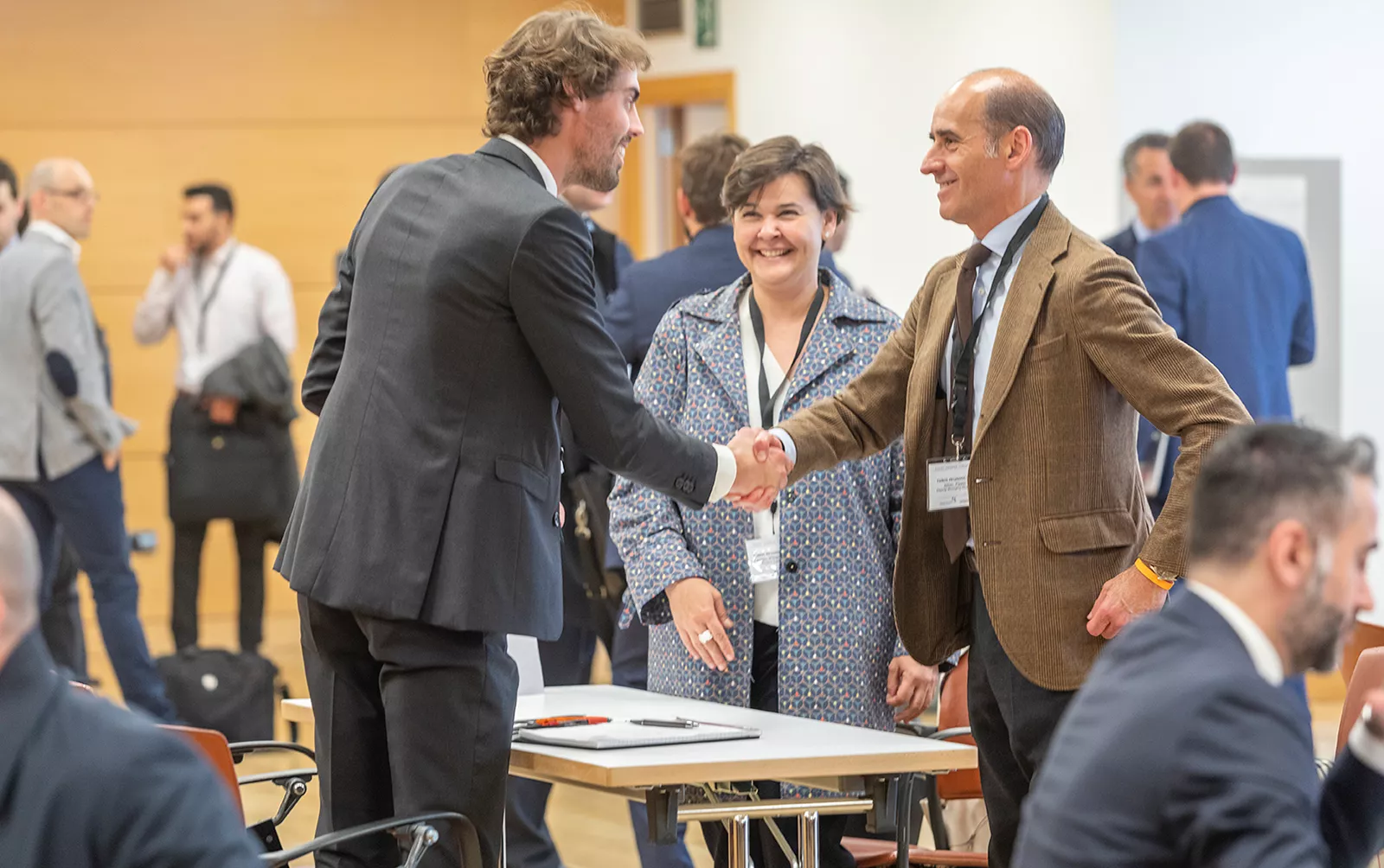 Member of the Aramco Europe sourcing team greeting a potential supplier